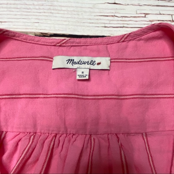 Madewell Pink Wrap Top in Cecilia Stripe Sz S - Picture 9 of 14